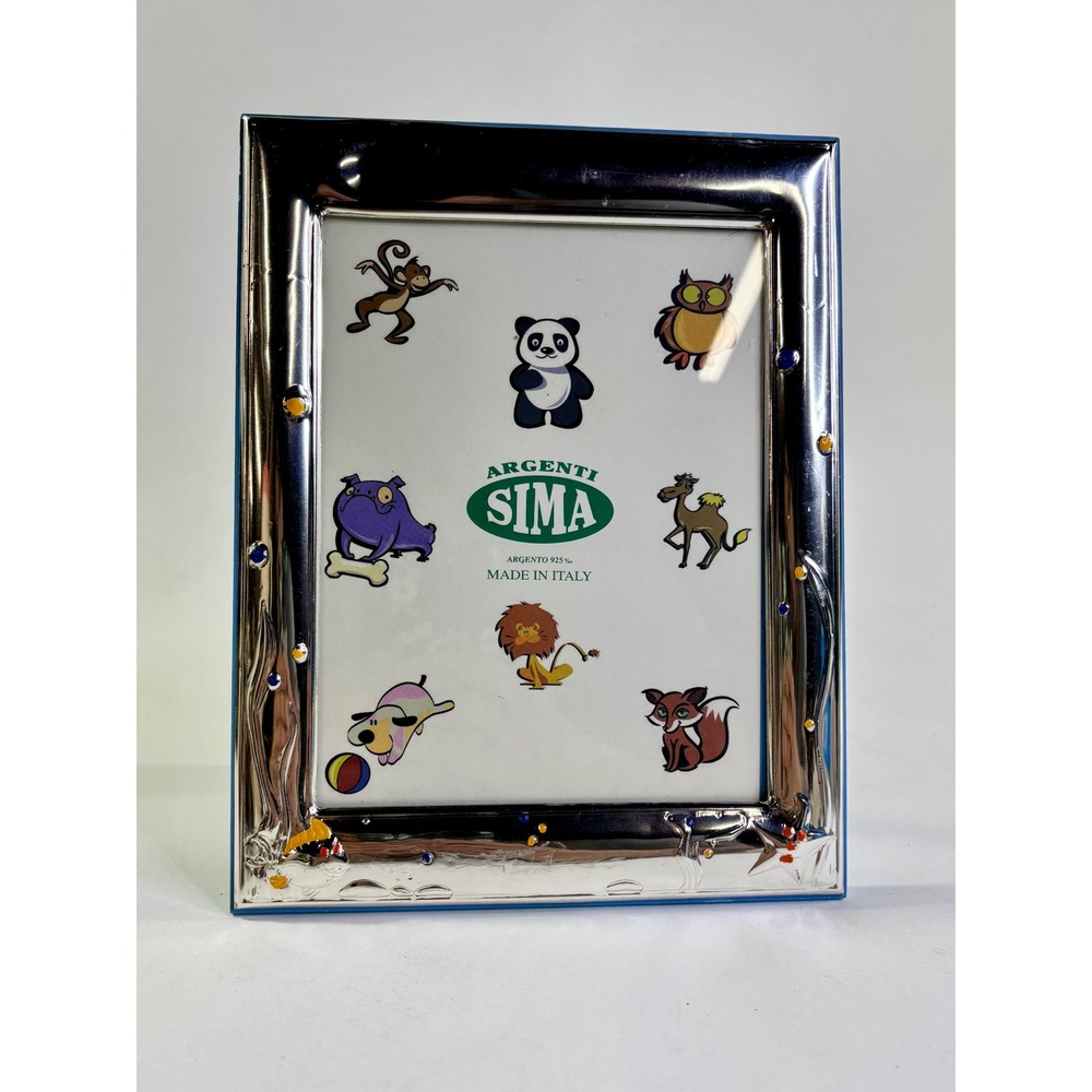 Argenti SIMA Sterling Silver 925 Picture Frame Enamel Accents Made in Italy